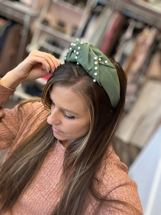 Green Leather Headband