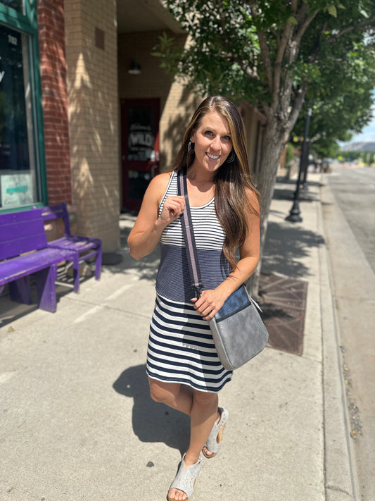 Mixed Striped Midi Dress