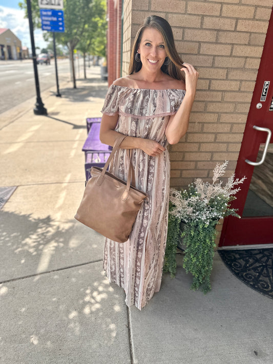 Paisley Off the Shoulder Maxi Dress