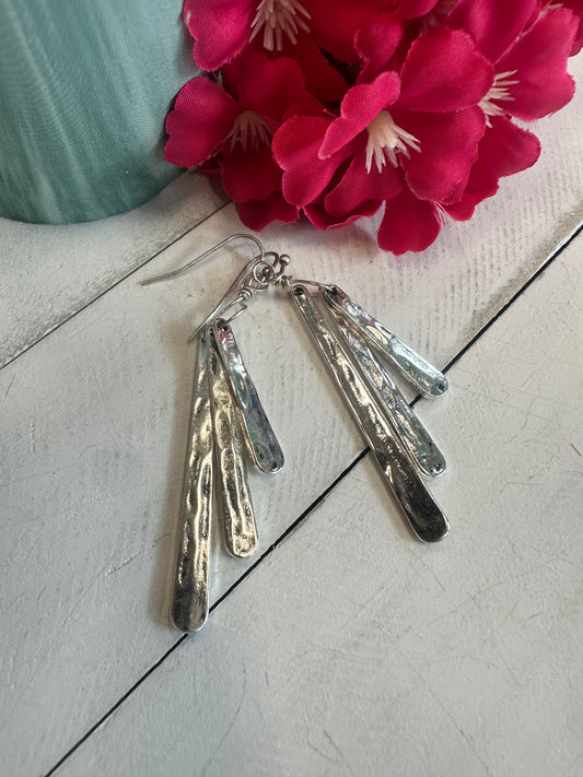 Hammered Metal Fringe Earrings