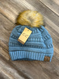 Ribbed Knit Faux Fur Pom Beanie