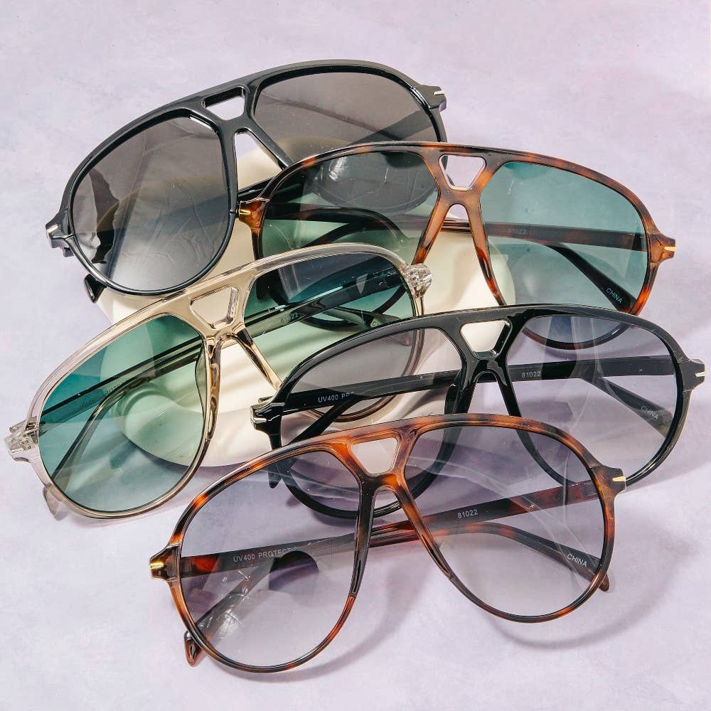 Aviator Shield Sunglasses Set