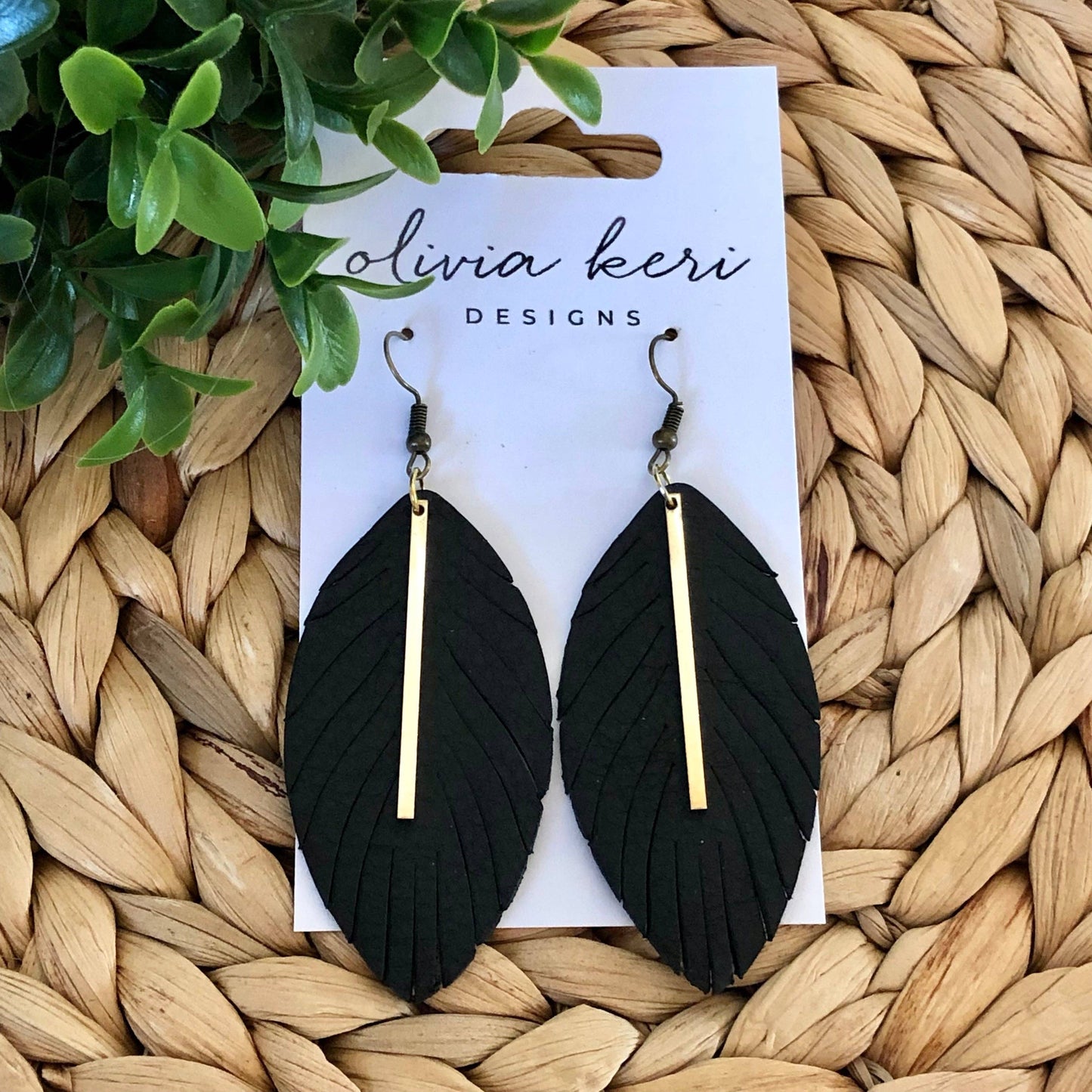 Ava Leather Feather Earring