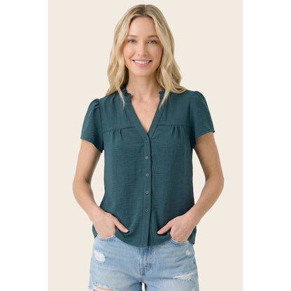 Frilled Neck Button Down Shirt
