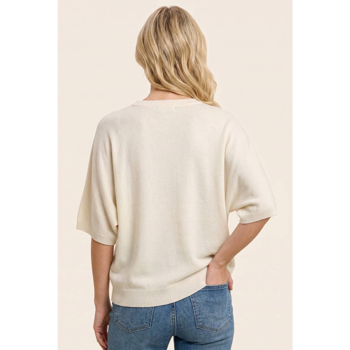 Solid Dolman Elbow Sleeve Top