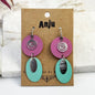 Pink and Teal Patina Earrings