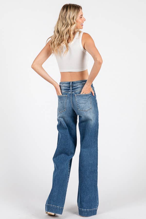 Lynn Mid Rise Wide Leg Jeans