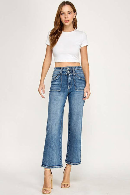 Violeta Patch Pocket Wide Leg Jeans