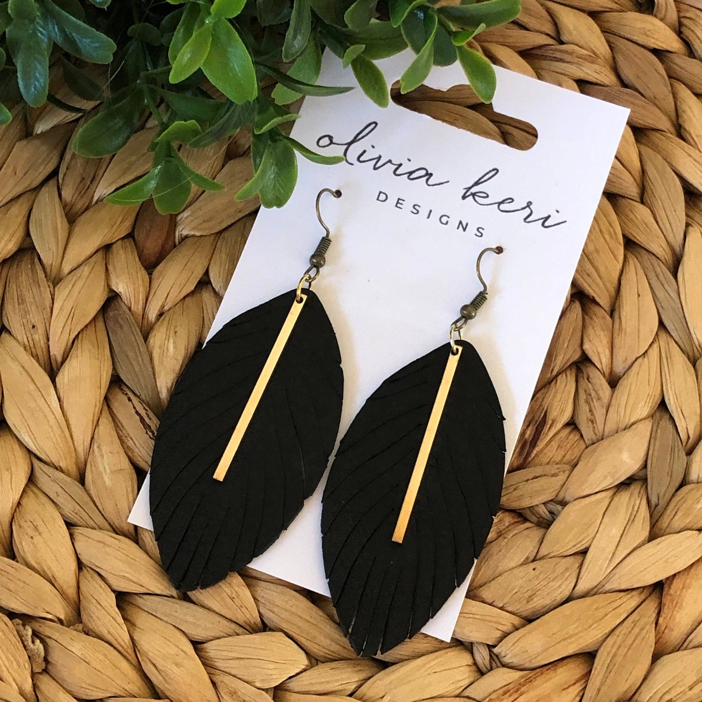 Ava Leather Feather Earring