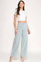 Blue Stripe Slim Palazzo Jeans