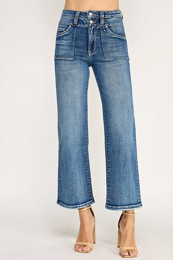 Violeta Patch Pocket Wide Leg Jeans