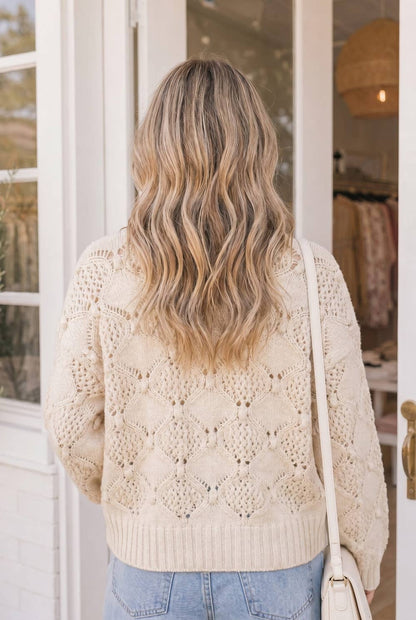 Diamond Knit Chunky Pullover Sweater