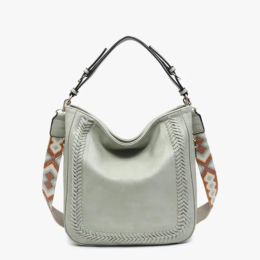 Aris Small Whipstitch Purse with Guitar Strap