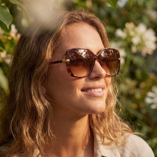 Oversized Square Gold Temple Accent Sunglasses