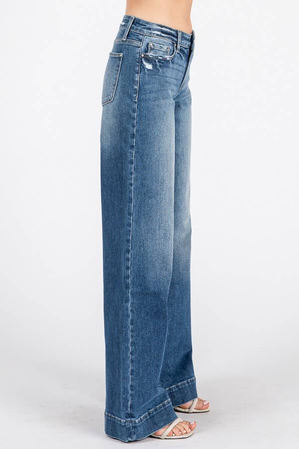 Lynn Mid Rise Wide Leg Jeans