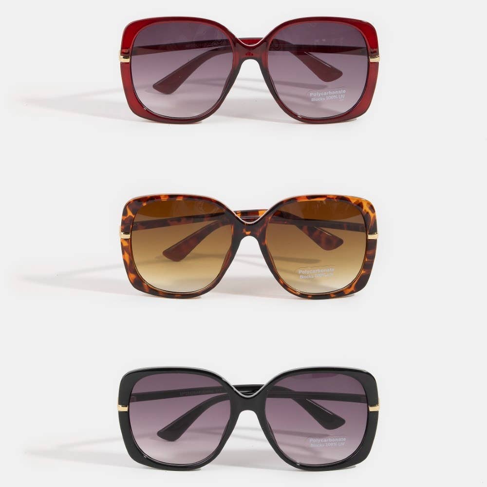 Oversized Square Gold Temple Accent Sunglasses