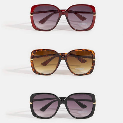 Oversized Square Gold Temple Accent Sunglasses