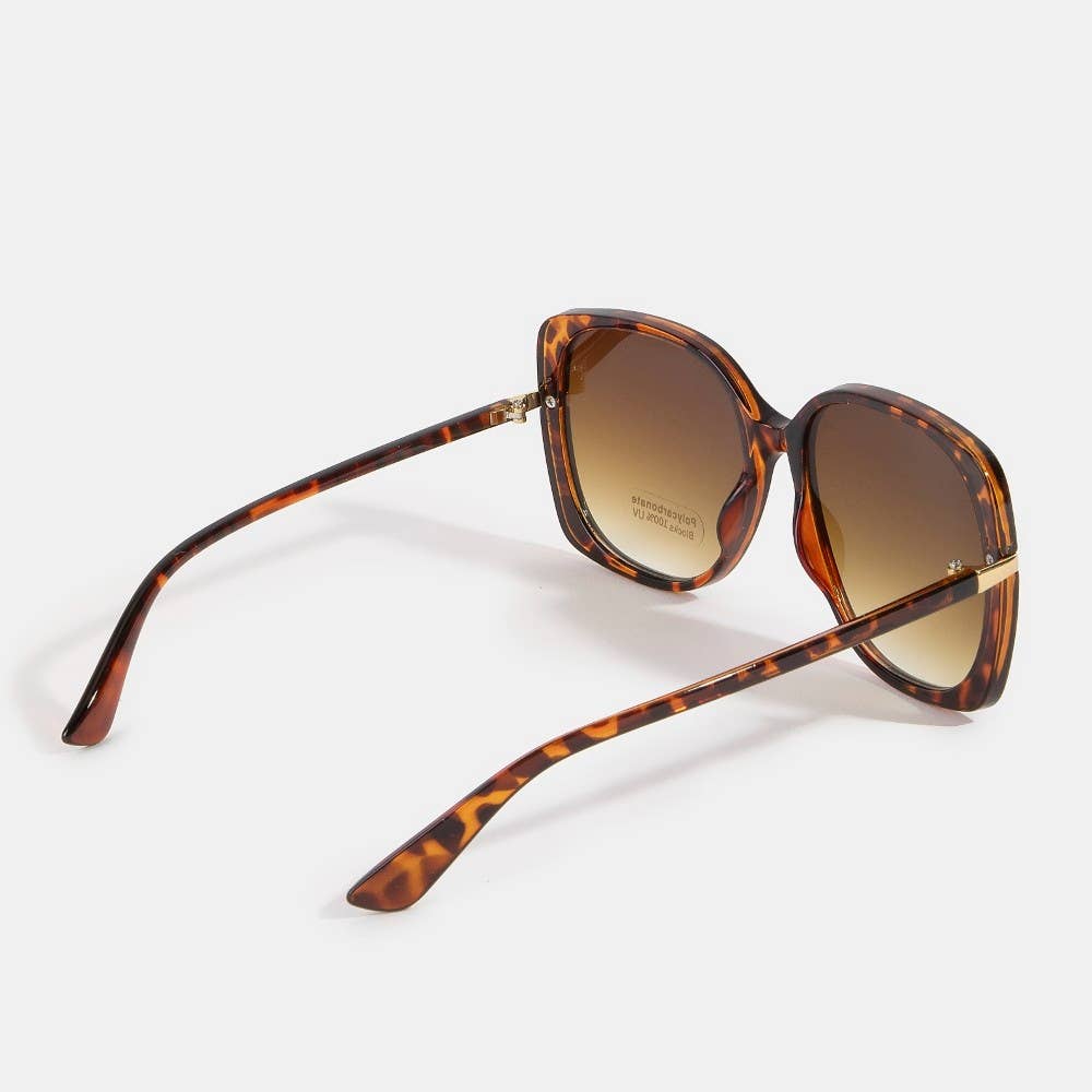 Oversized Square Gold Temple Accent Sunglasses