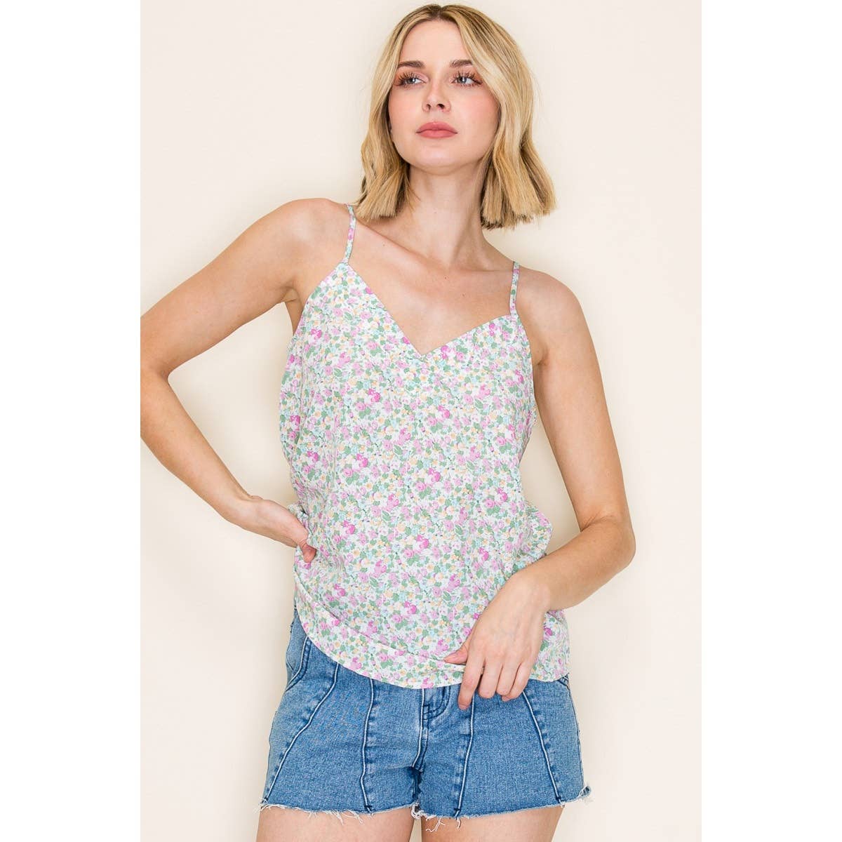 V-Neck Floral Printed Cami
