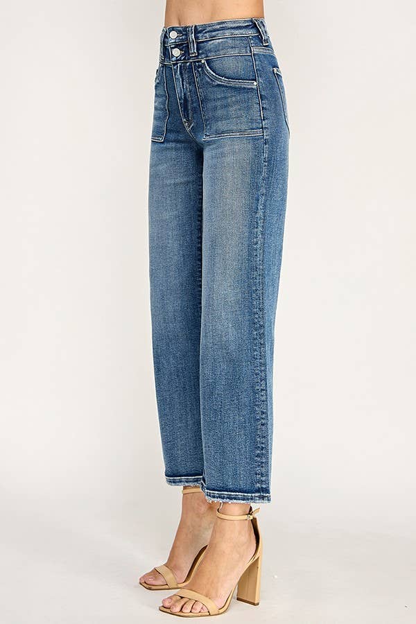 Violeta Patch Pocket Wide Leg Jeans