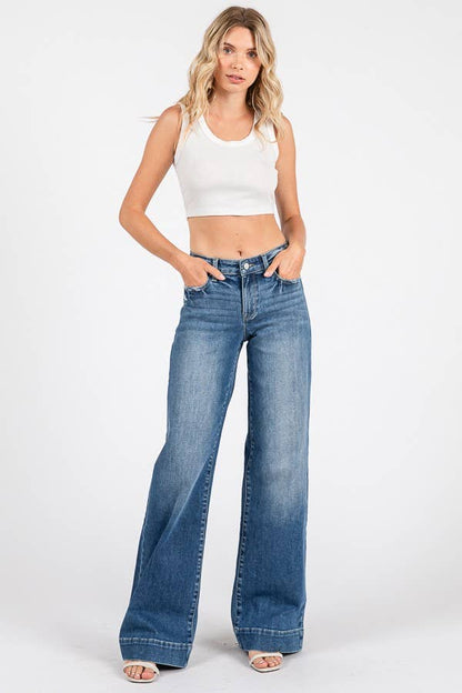 Lynn Mid Rise Wide Leg Jeans
