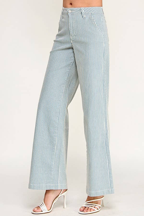 Blue Stripe Slim Palazzo Jeans