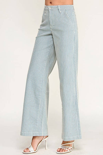 Blue Stripe Slim Palazzo Jeans