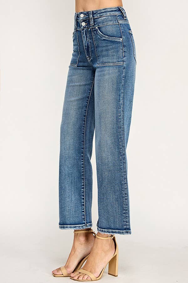 Violeta Patch Pocket Wide Leg Jeans