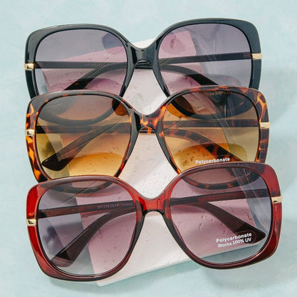 Oversized Square Gold Temple Accent Sunglasses