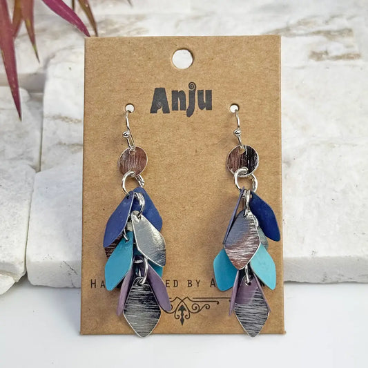 Navy, Turquoise and Lilac Patina Earring