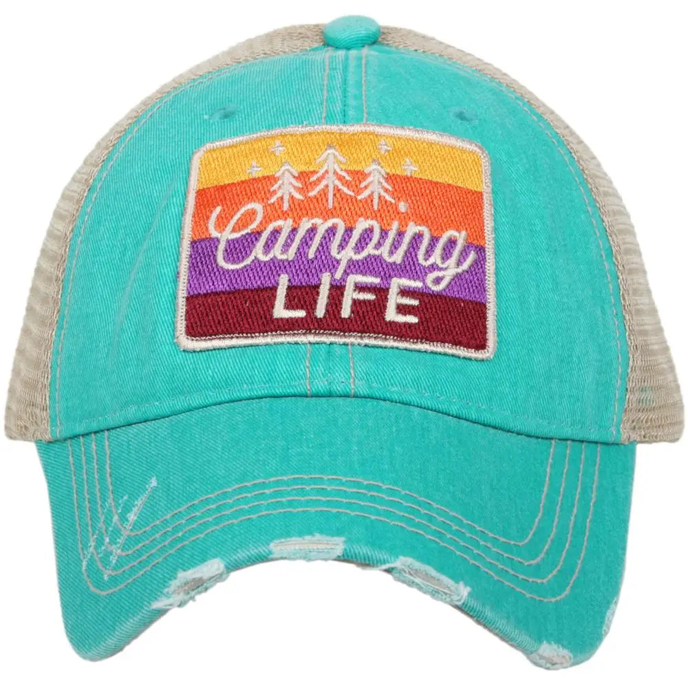 Camping Life Teal Vintage Hat