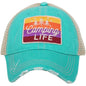 Camping Life Teal Vintage Hat