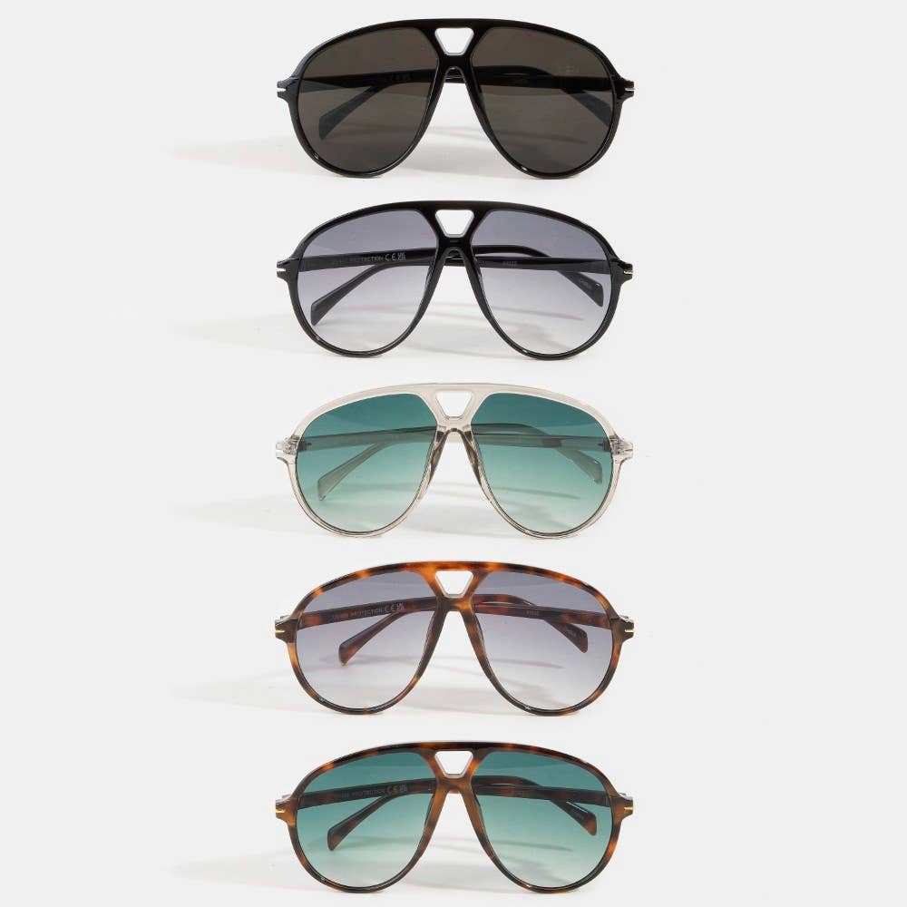 Aviator Shield Sunglasses Set