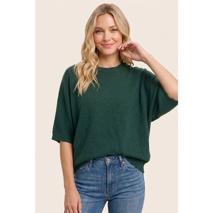 Solid Dolman Elbow Sleeve Top