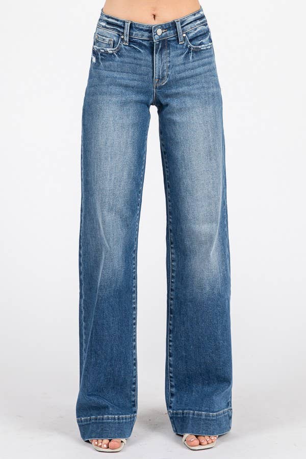 Lynn Mid Rise Wide Leg Jeans