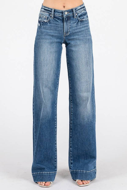 Lynn Mid Rise Wide Leg Jeans