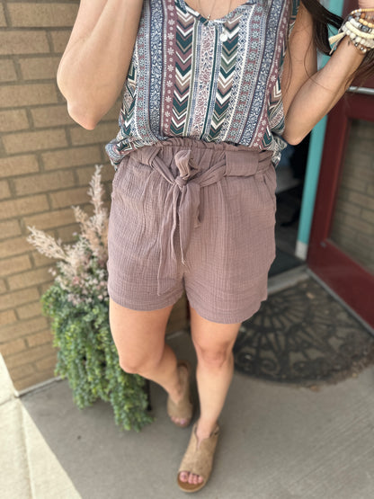 Cotton Tie Detail Shorts