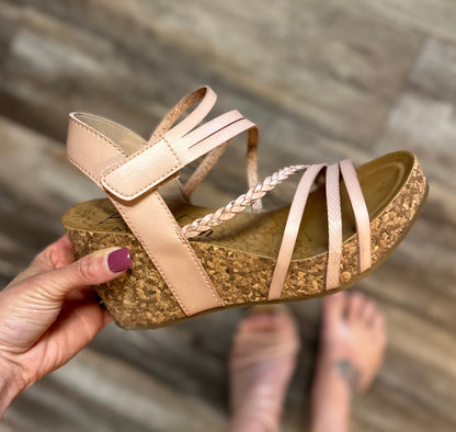 Dye Cut Rose Gold Strapped Wedge