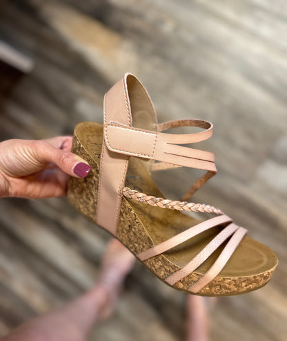 Dye Cut Rose Gold Strapped Wedge