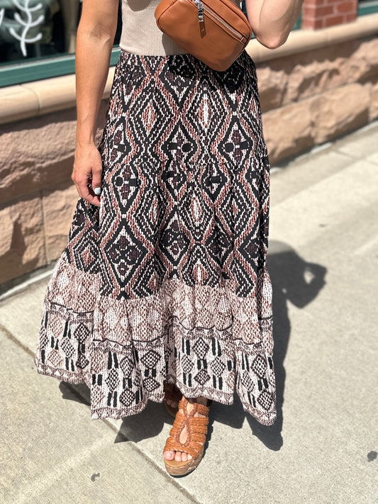 Multi Patterned Tiered Skirt