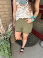 Colored Frayed High Rise Shorts