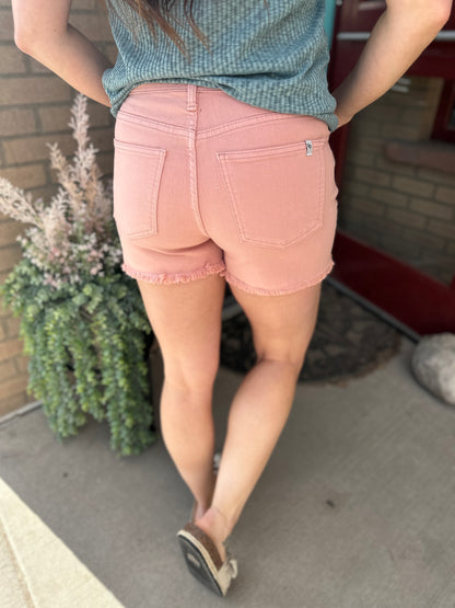 Colored Frayed High Rise Shorts