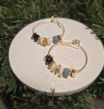 Multi Stone Hoop Earrings