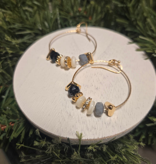 Multi Stone Hoop Earrings
