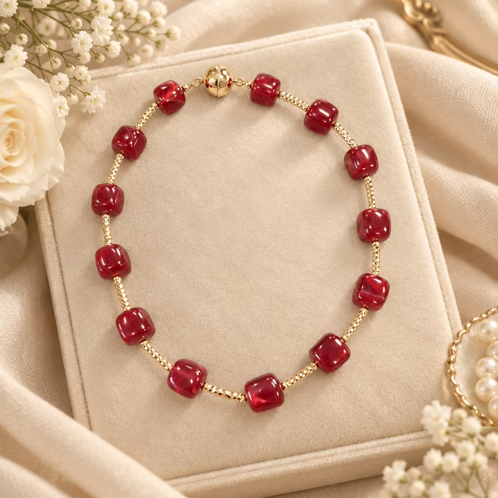 Maroon Beaded Necklace