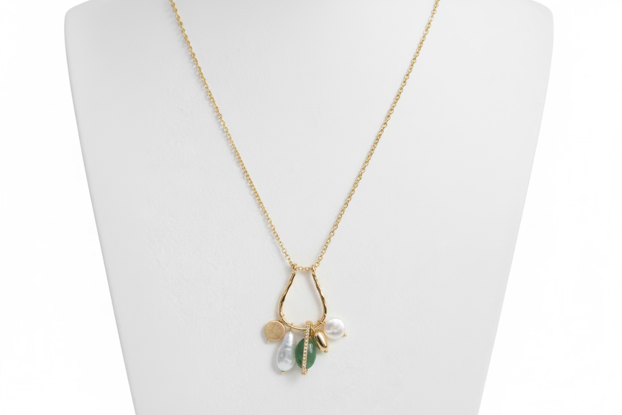 Pearl Charms and Bead Necklace