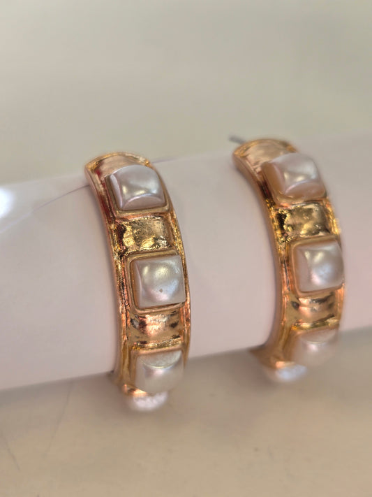 Gold Rhinestone Hoop Earrings