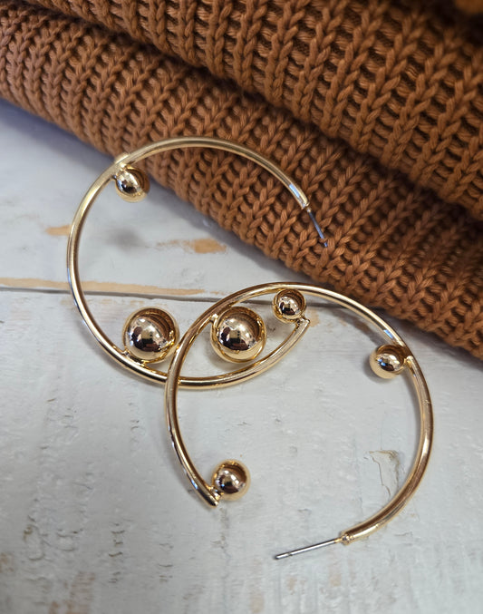 Beaded Accent Hoop Earring
