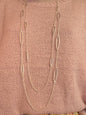Silver Oval Double Chain Necklace