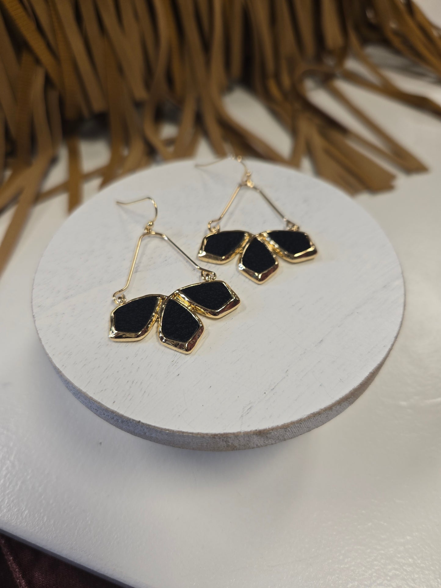 Black Suede Geo Earrings